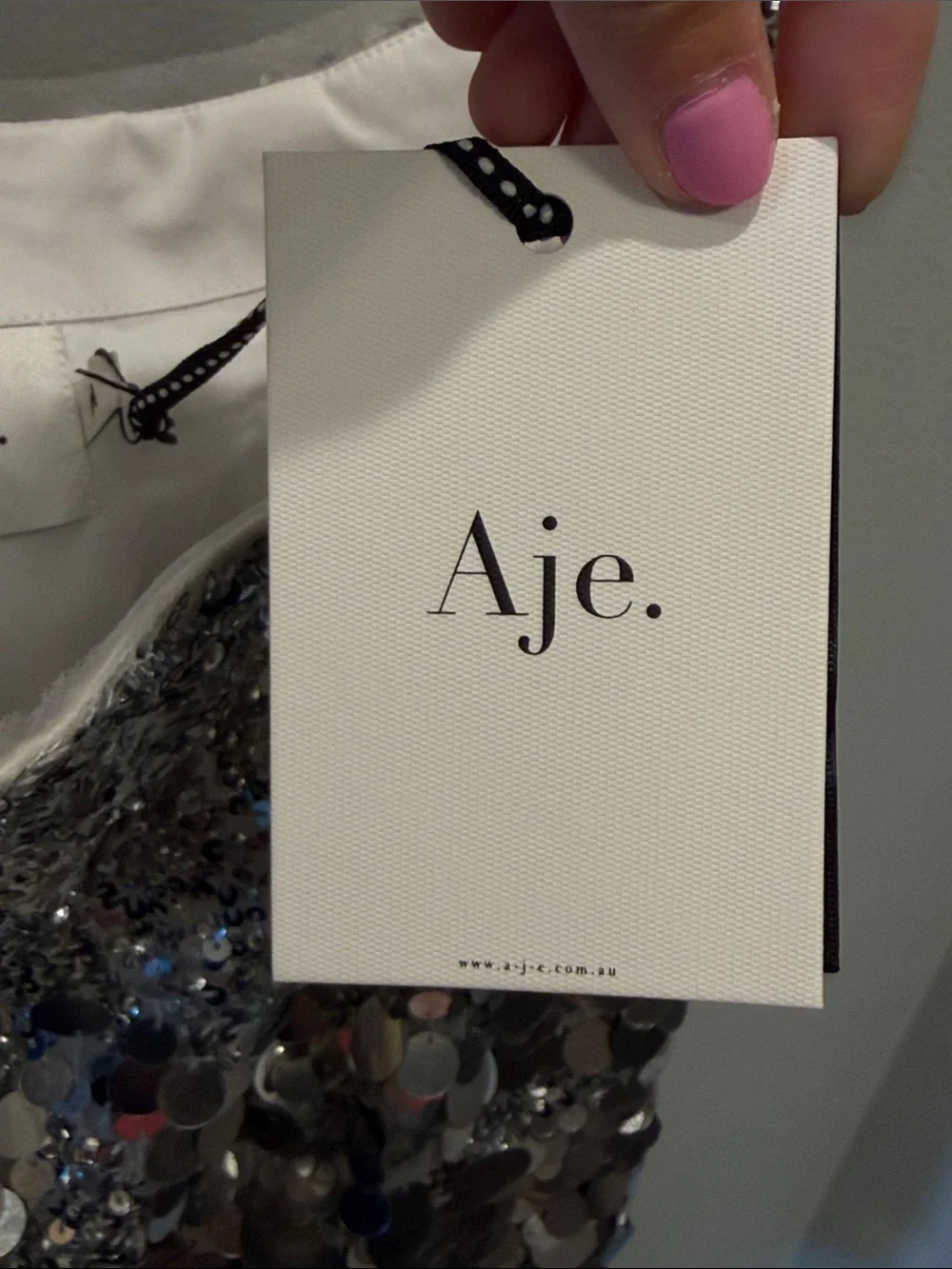 Aje Cherie Silver Sequin Mini Skirt